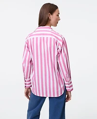 Ann Taylor Weekend Collection Striped Oversized Shirt Size 2XS Dusty Mauve Women's