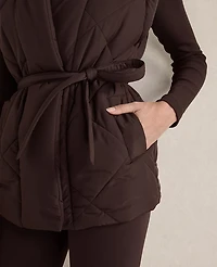 Ann Taylor Haven Well Within Quilted Puffer Belted Vest Dark Currant Women's