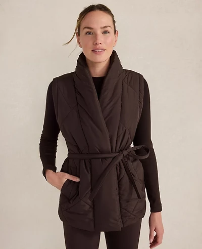 Ann Taylor Haven Well Within Quilted Puffer Belted Vest Dark Currant Women's