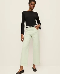 Ann Taylor The Petite Wide-Leg Crop Jean Pale Aqua Women's