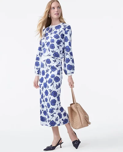 Ann Taylor Petite Floral Sweater Pencil Skirt Electric Periwinkle Women's