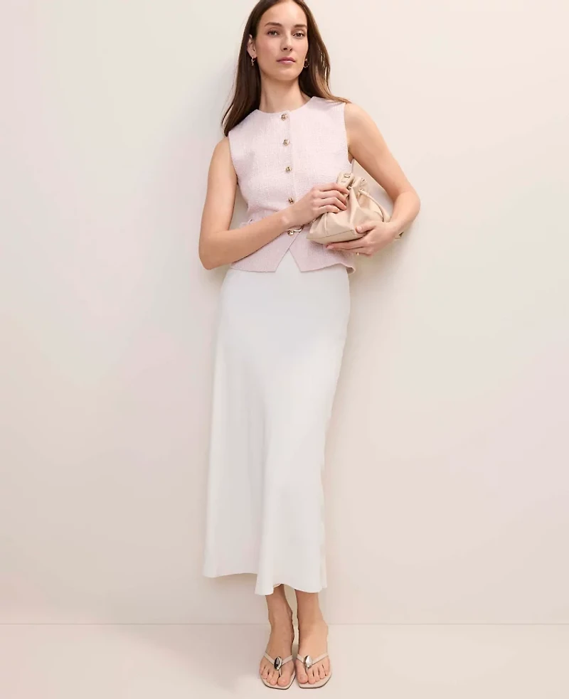 Ann Taylor Bias Flare Maxi Skirt Winter White Women's