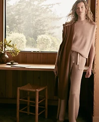 Ann Taylor Haven Well Within Organic Cotton Cashmere Wide Leg Pants Desert Clay Heather Women's