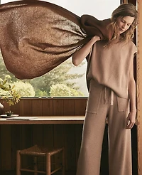 Ann Taylor Haven Well Within Organic Cotton Cashmere Wide Leg Pants Desert Clay Heather Women's