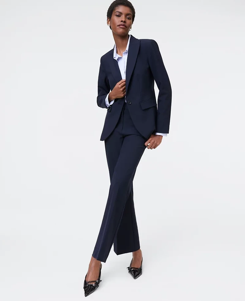 Ann Taylor The Petite Flare Ankle Pant in Seasonless Stretch Size 4 Deep Navy Sky Women's