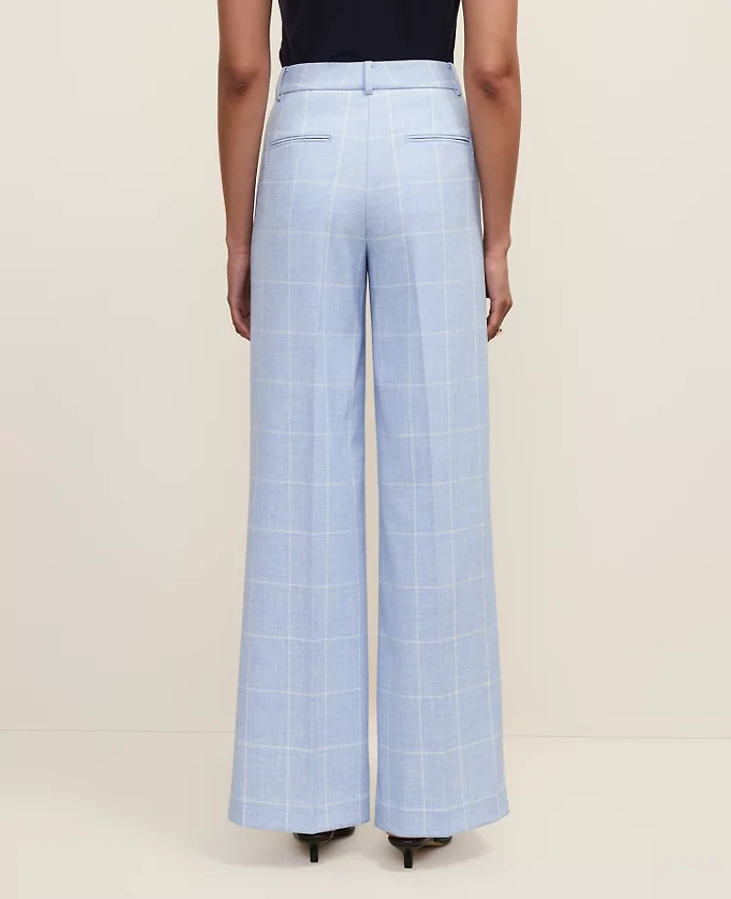 Ann Taylor The Wide-Leg Pant Windowpane Blue/Neutral Women's