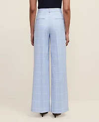 Ann Taylor The Wide-Leg Pant Windowpane Blue/Neutral Women's