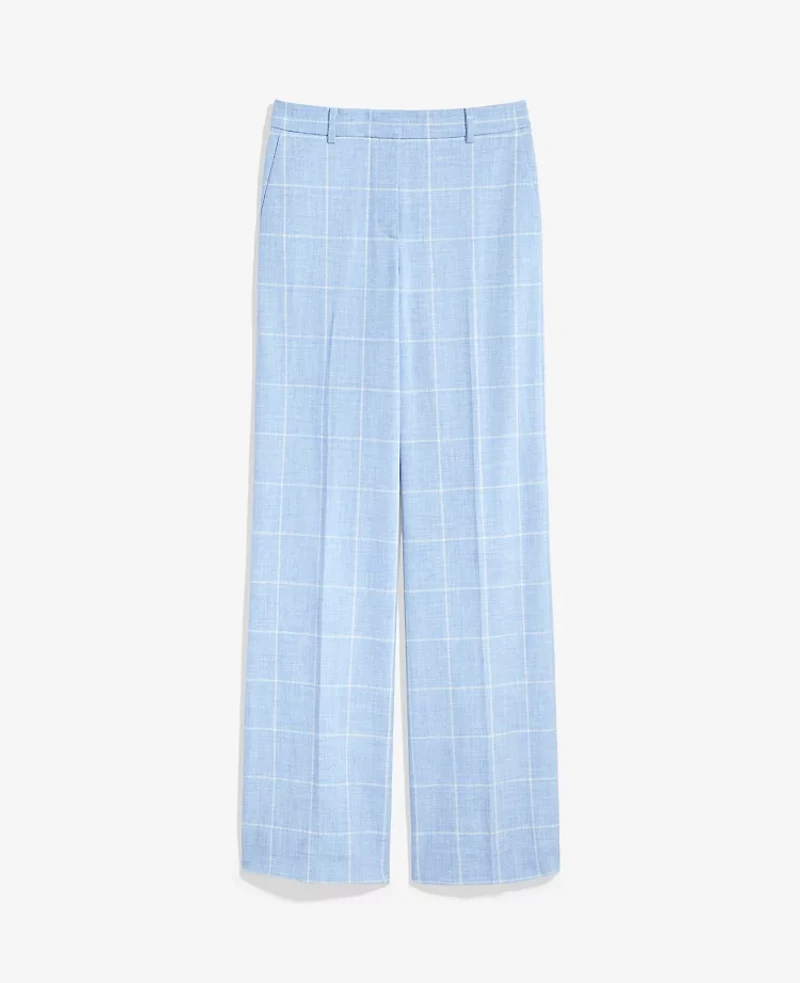 Ann Taylor The Wide-Leg Pant Windowpane Blue/Neutral Women's
