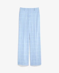 Ann Taylor The Wide-Leg Pant Windowpane Blue/Neutral Women's