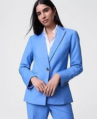 Ann Taylor The Petite One Button Blazer Bluebird Melange Women's