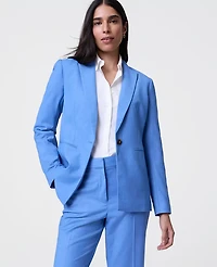 Ann Taylor The Petite One Button Blazer Bluebird Melange Women's