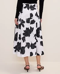 Ann Taylor Floral Pleated Midi Skirt White Women's