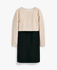 Ann Taylor Petite Colorblock Crew Neck Shift Dress Ivory Whisper Women's