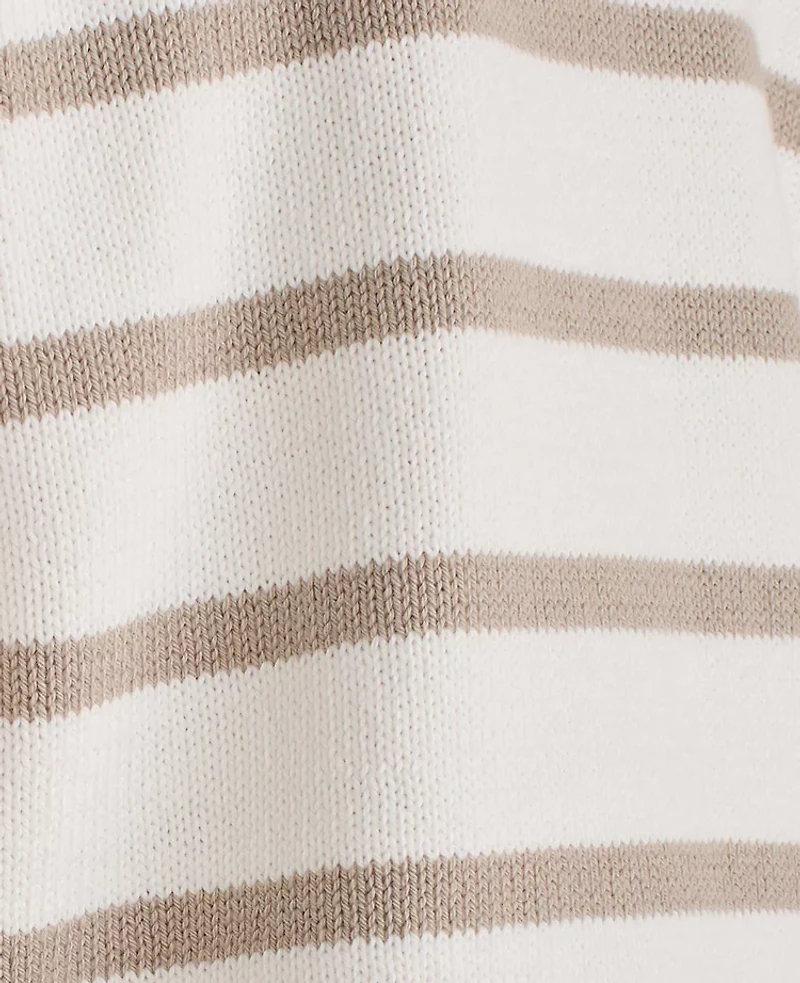 Ann Taylor Haven Well Within Organic Cotton Stripe Roll Neck Sweater Ivory Women's