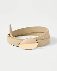 Ann Taylor Suede Oval Buckle Belt Light Sand Women's