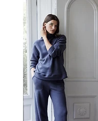 Ann Taylor Haven Well Within Comfort Fleece Funnel Neck Pullover Ombre-Blue Women's