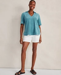 Ann Taylor Haven Well Within Terrycloth V-Neck Top Size XS Blue Ocean Women's