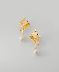 Ann Taylor Metal Pearlized Drop Earrings Goldtone Women's