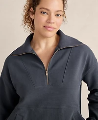 Ann Taylor Haven Well Within Balance Organic Cotton Ottoman Half-Zip Midnight Women's