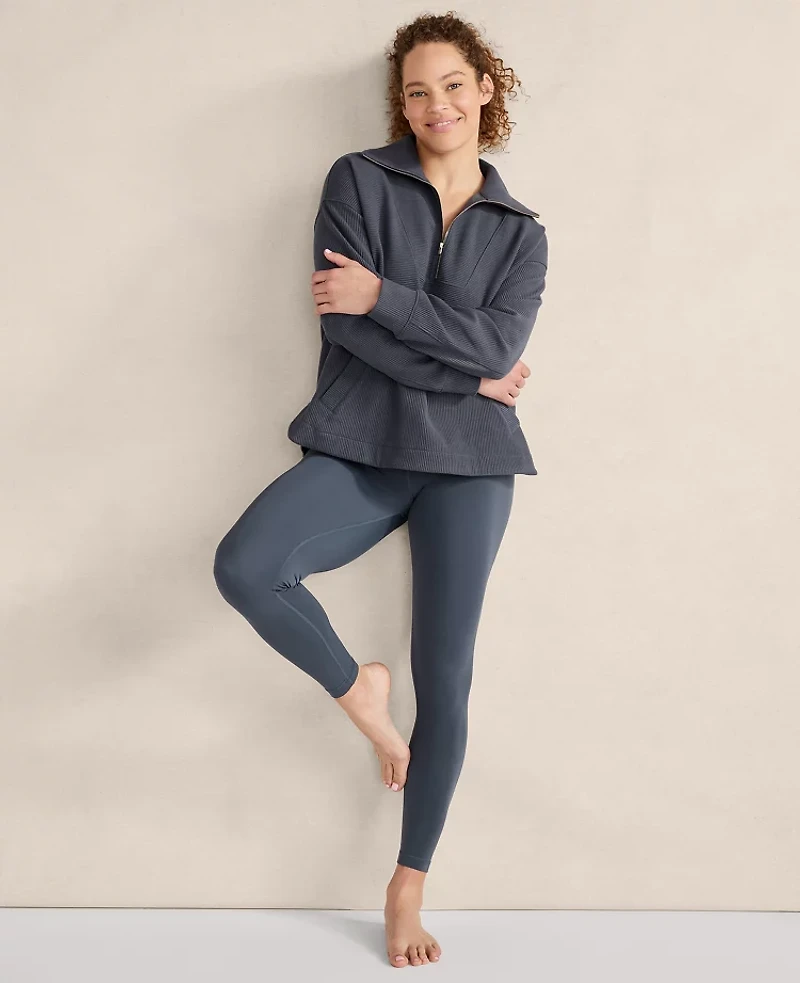 Ann Taylor Haven Well Within Balance Organic Cotton Ottoman Half-Zip Midnight Women's