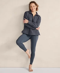 Ann Taylor Haven Well Within Balance Organic Cotton Ottoman Half-Zip Midnight Women's
