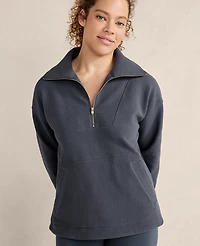 Ann Taylor Haven Well Within Balance Organic Cotton Ottoman Half-Zip Midnight Women's