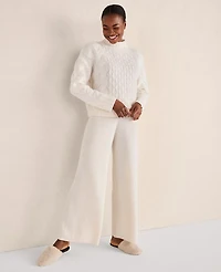Ann Taylor Haven Well Within Cashmere Rib Knit Wide Leg Pants Fresh Cream Women's