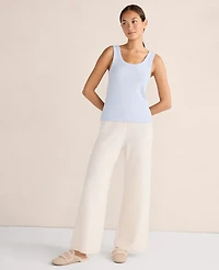 Ann Taylor Haven Well Within Cashmere Rib Knit Wide Leg Pants Fresh Cream Women's