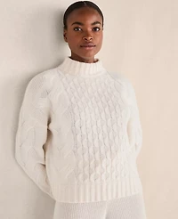 Ann Taylor Haven Well Within Cashmere Honeycomb Cable Mockneck Sweater Women's