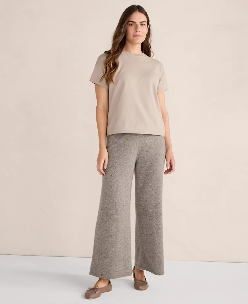 Ann Taylor Haven Well Within Cashmere Wide Leg Pants Porcini Heather Women's