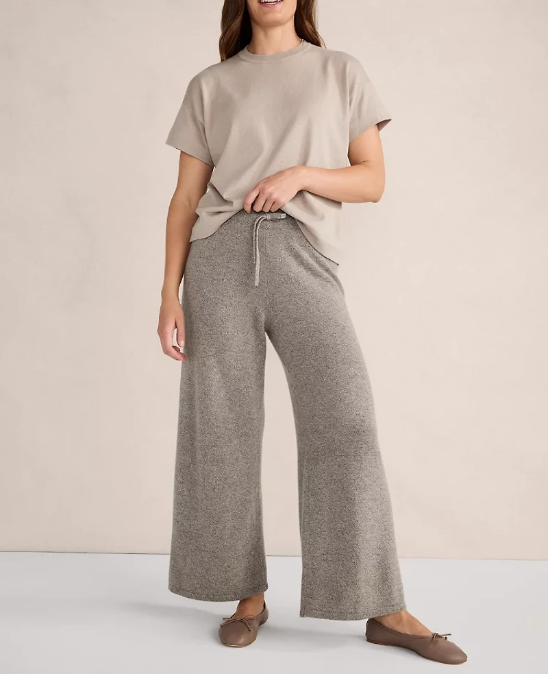 Ann Taylor Haven Well Within Cashmere Wide Leg Pants Porcini Heather Women's