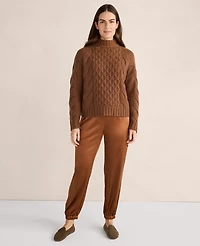 Ann Taylor Haven Well Within Washable Silk Drawstring Cargo Joggers Clove Women's