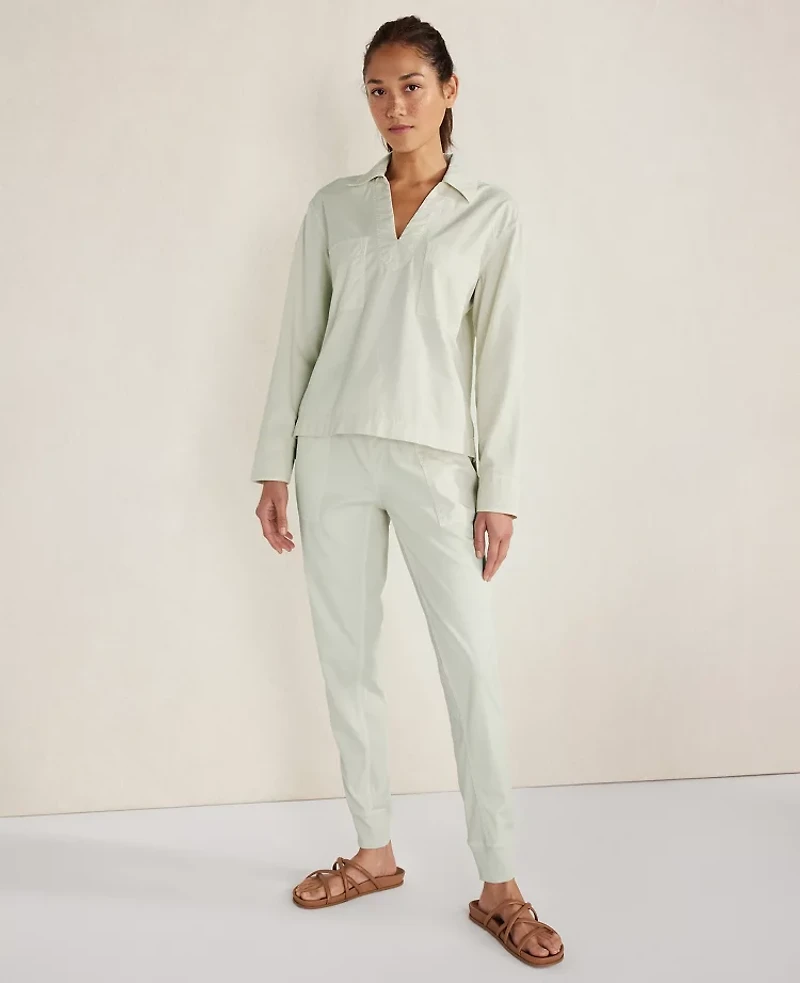 Ann Taylor Haven Well Within Effortless Twill Joggers Size Medium Mineral Grey Women's