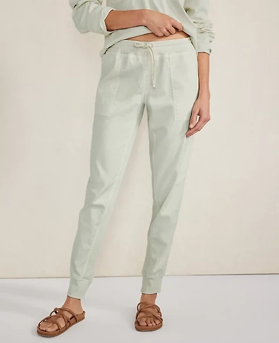 Ann Taylor Haven Well Within Effortless Twill Joggers Size Medium Mineral Grey Women's