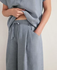 Ann Taylor Haven Well Within Linen Blend Cropped Palazzo Pants Size Large Sea Women's