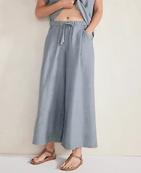 Ann Taylor Haven Well Within Linen Blend Cropped Palazzo Pants Size Large Sea Women's