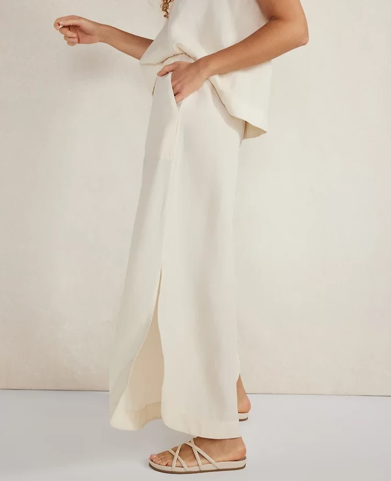 Ann Taylor Haven Well Within Linen Blend Maxi Shirttail Skirt Fresh Buttermilk Women's