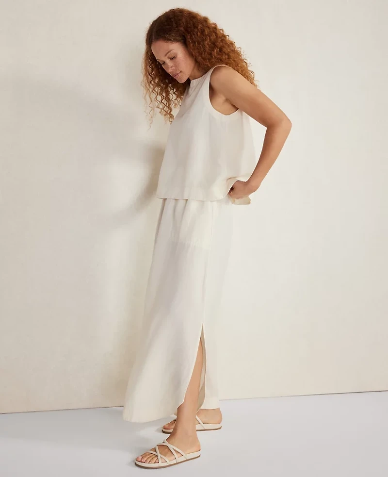 Ann Taylor Haven Well Within Linen Blend Maxi Shirttail Skirt Fresh Buttermilk Women's