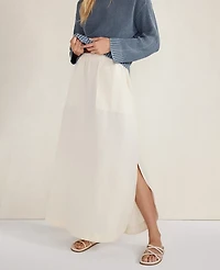 Ann Taylor Haven Well Within Linen Blend Maxi Shirttail Skirt Fresh Buttermilk Women's