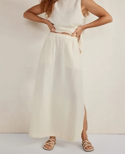 Ann Taylor Haven Well Within Linen Blend Maxi Shirttail Skirt Fresh Buttermilk Women's