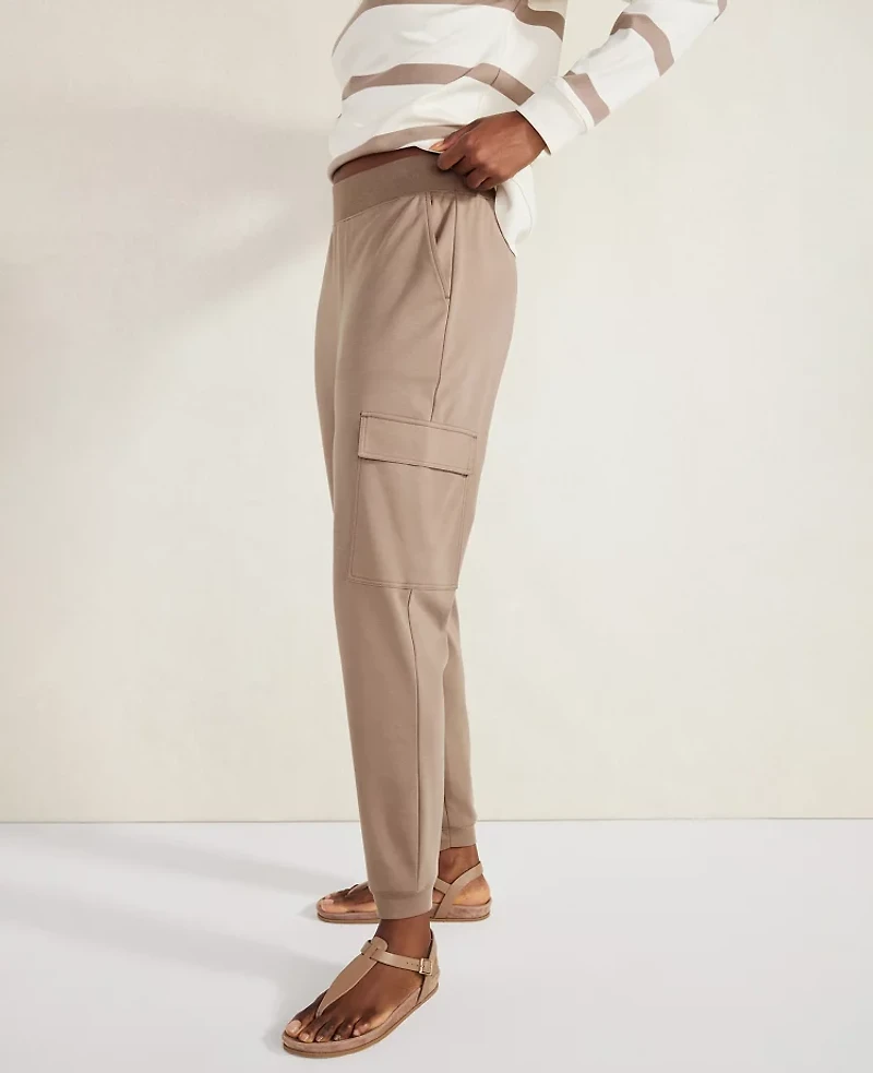 Ann Taylor Haven Well Within Organic Cotton Interlock Cargo Pants Size Large Stone Taupe Women's