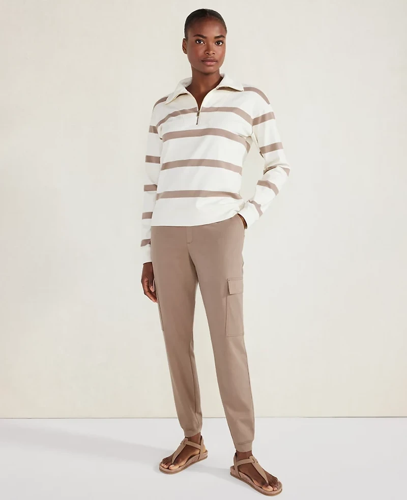 Ann Taylor Haven Well Within Organic Cotton Interlock Cargo Pants Size Large Stone Taupe Women's