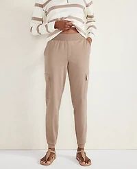 Ann Taylor Haven Well Within Organic Cotton Interlock Cargo Pants Size Large Stone Taupe Women's