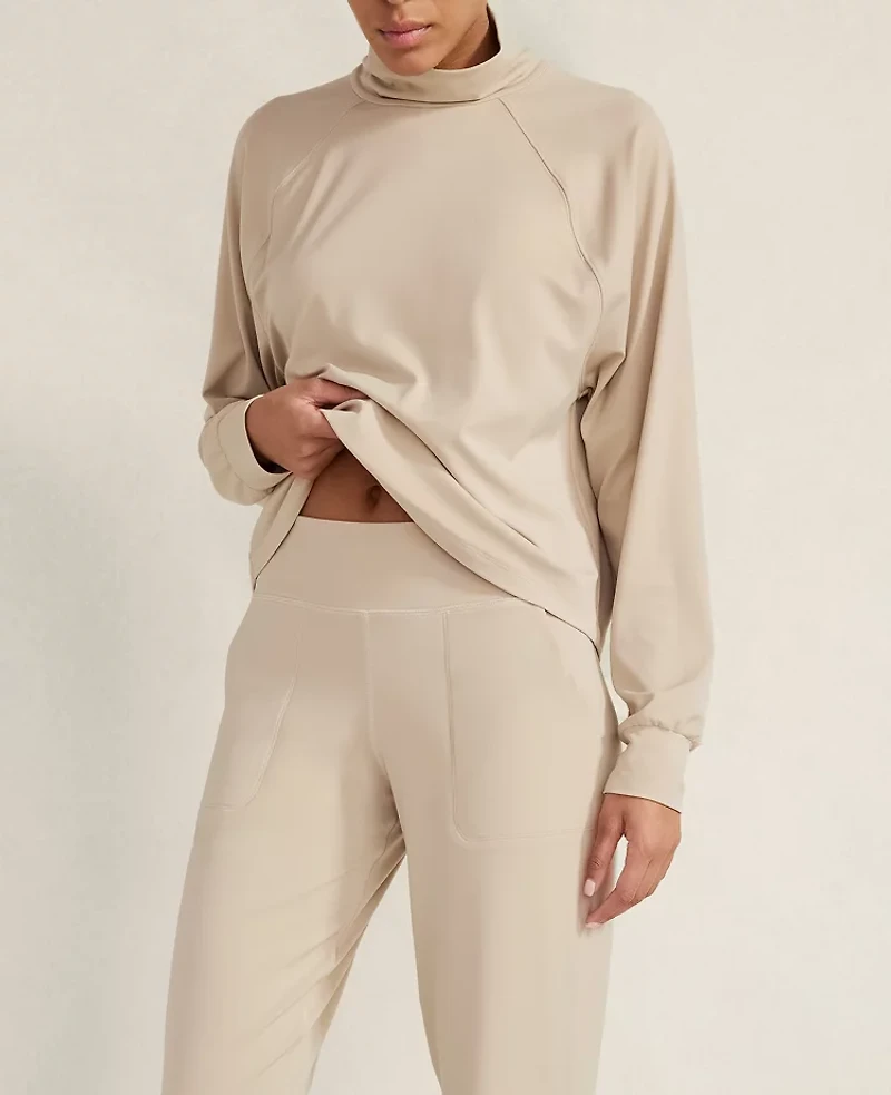 Ann Taylor Haven Well Within Balance Turtleneck Pullover Dusty Shell Top Women's