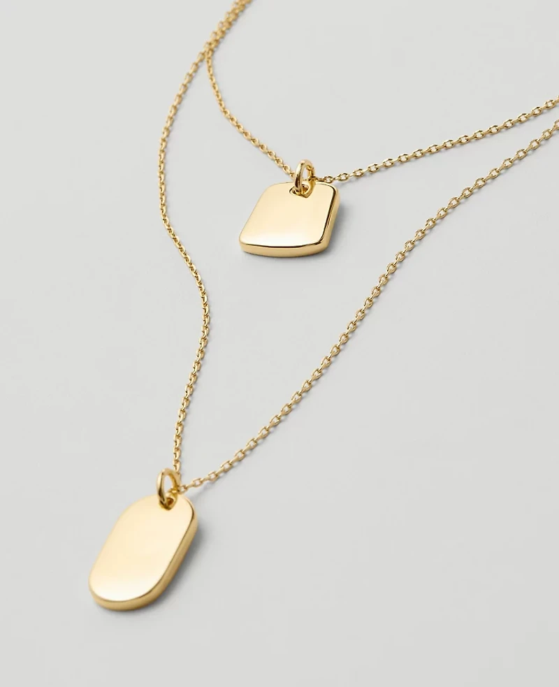 Ann Taylor Double Chain Nugget Necklace Goldtone Women's