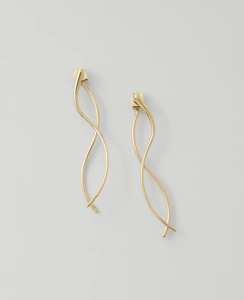 Ann Taylor Wavy Metal Drop Earrings Goldtone Women's