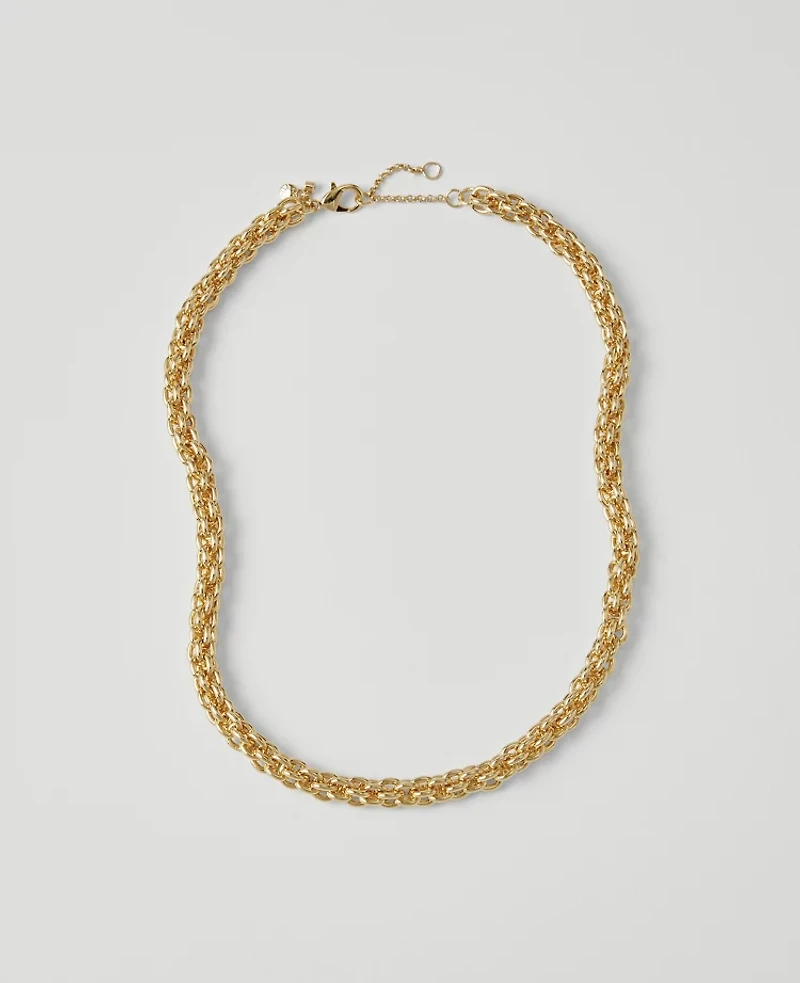 Ann Taylor Metal Chain Chunky Necklace Goldtone Women's