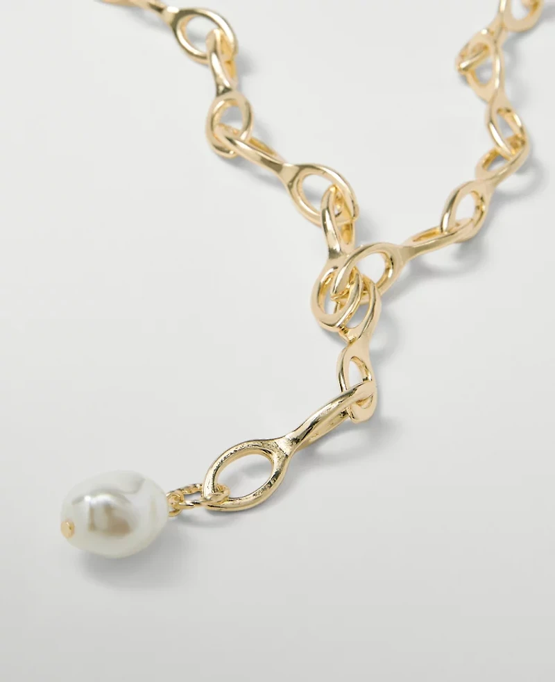 Ann Taylor Pearlized Lariat Necklace Goldtone Women's