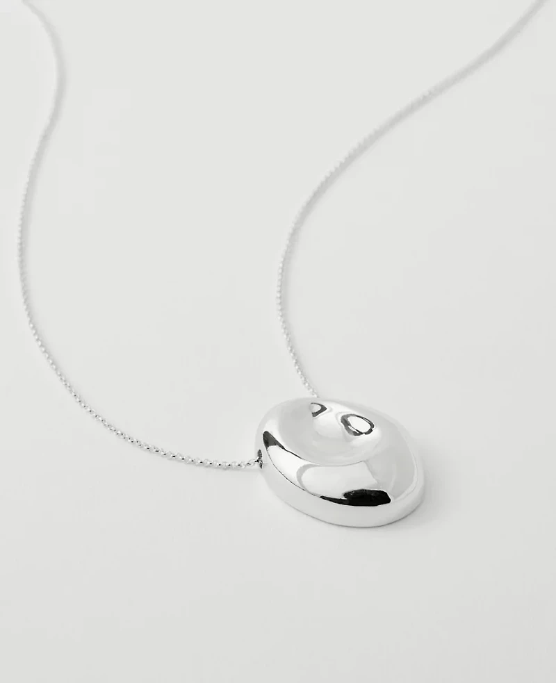 Ann Taylor Metal Disc Pendant Necklace Silvertone Women's