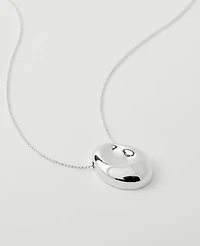Ann Taylor Metal Disc Pendant Necklace Silvertone Women's